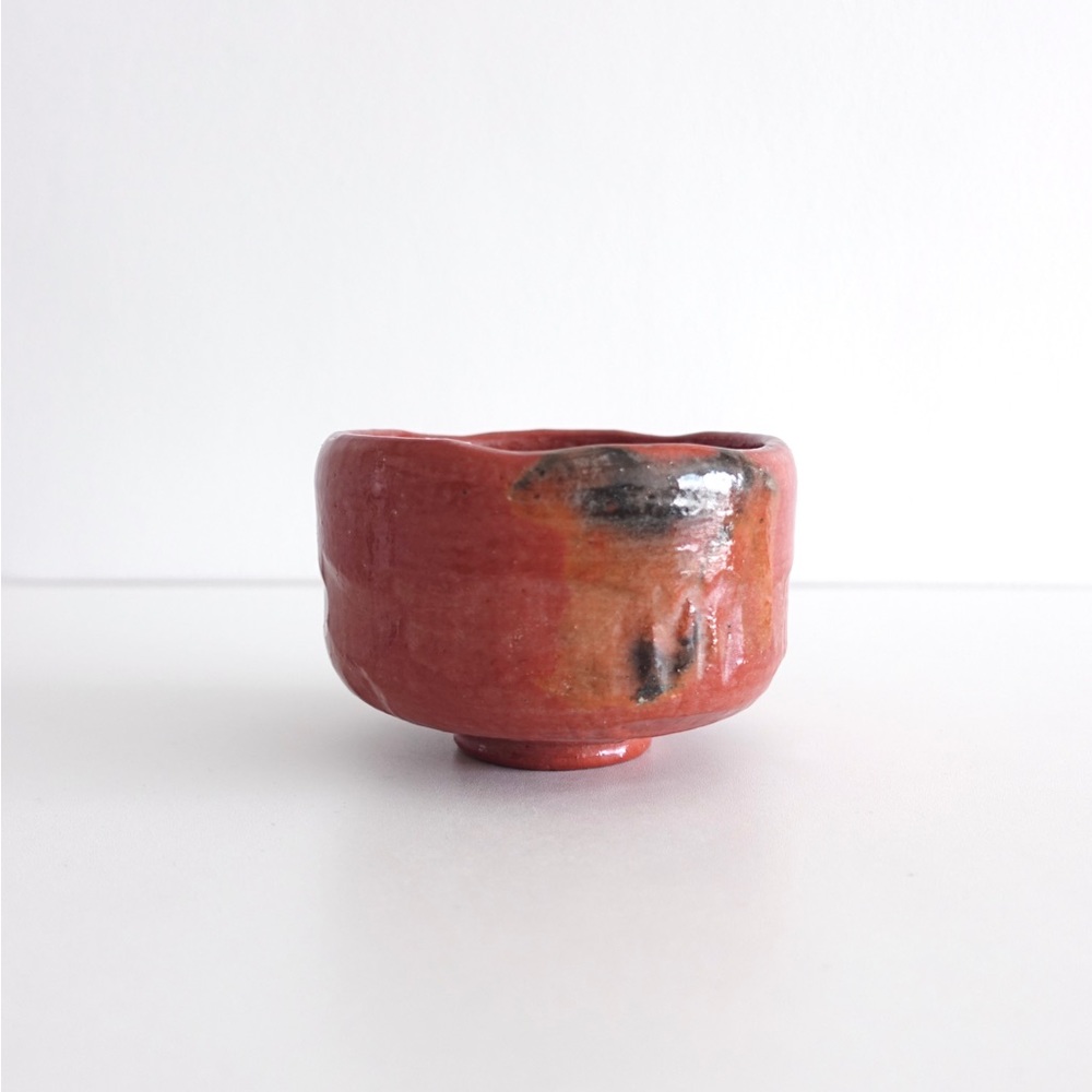 Vintage Japanese Tea Ceremony Grade Matcha Bowl Chawan Red Aka Raku Rakuyaki